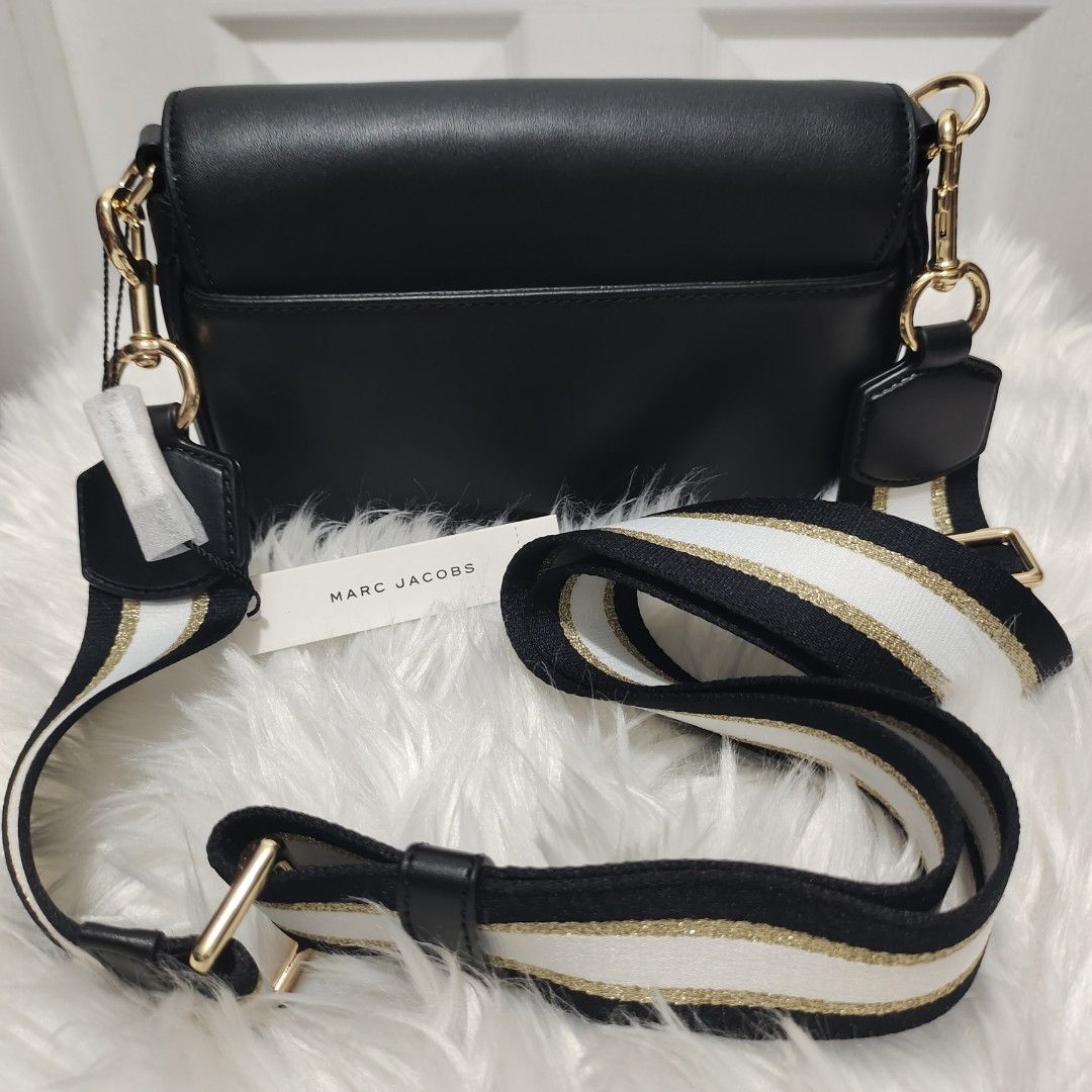 authentic brand new marc jacobs flash saddle black gold crossbody kili