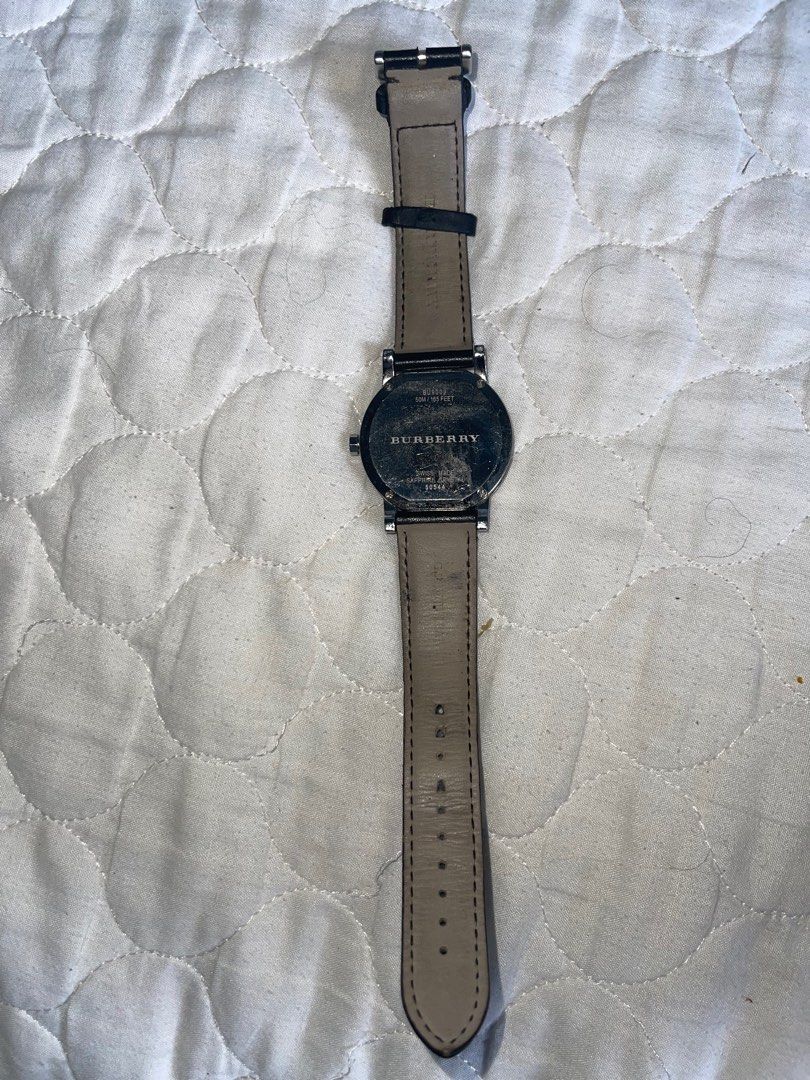 Authentic Burberry Watch Silver Black Dial Leather Strap, Women's Fashion,  Watches & Accessories, Watches on Carousell