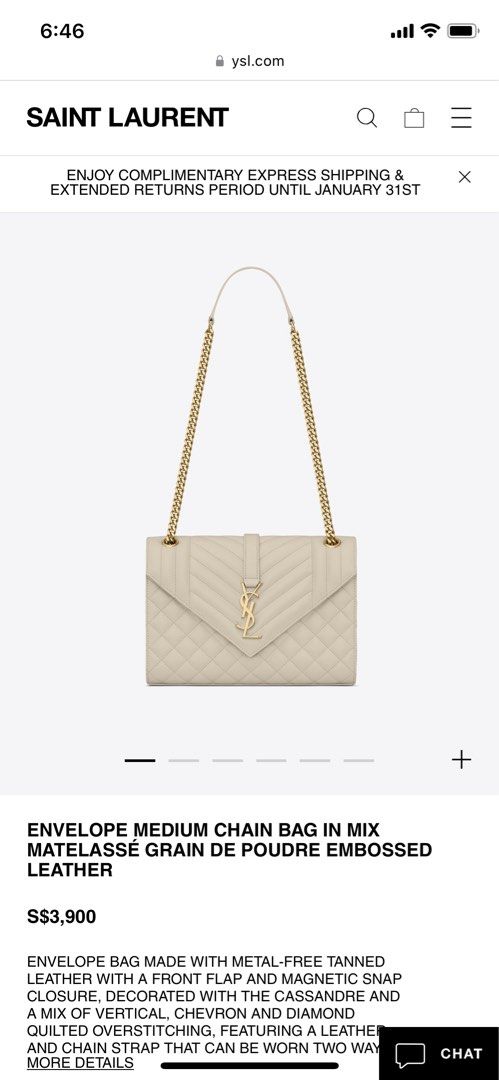 White ysl chain bag hot sale