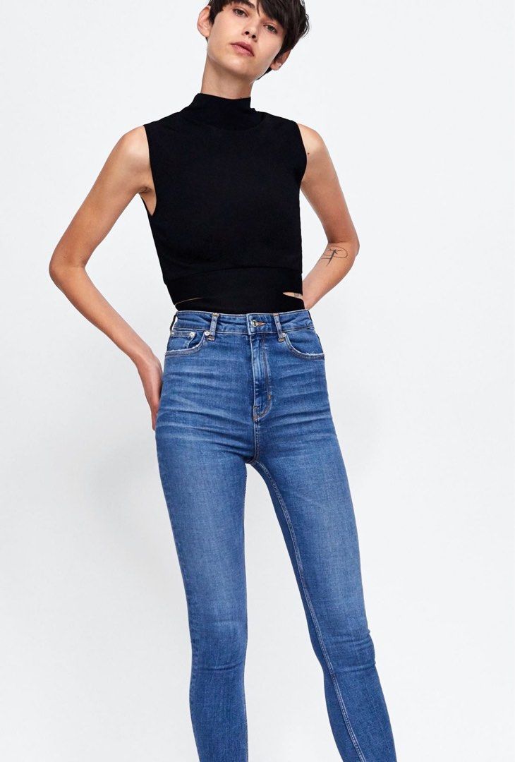 Hi rise slim top fit jeans zara