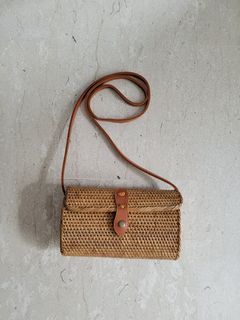 Balinese Rattan Cross Body Clutch shoulder bag Mini  bag