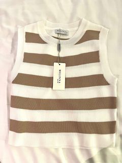 BKK Taupe stripes knitted tank top (free size)