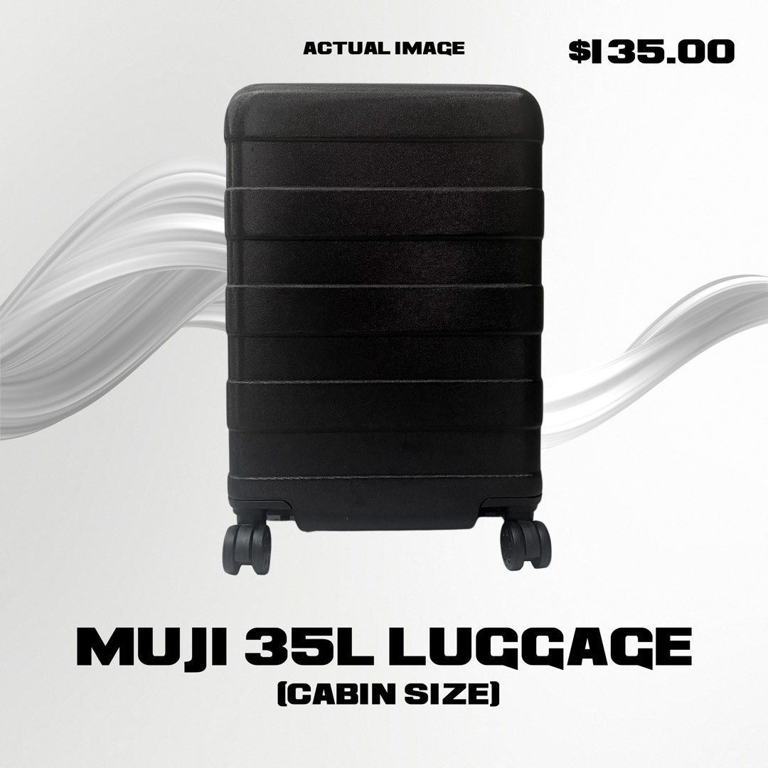 (Black) MUJI 35L Cabin Size Luggage with Warranty, Hobbies & Toys