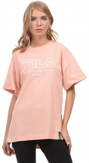 BRAND NEW Authentic FILA Woman Round Neckline T Shirt Size S 100 cotton Peach Grey PTP 50cm Long 80cm
