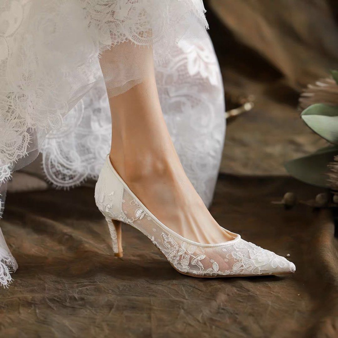Wedding lace hotsell heels
