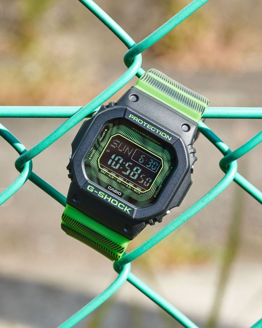 Casio G Shock DW D5600TD 3D Time Distortion Fluorescent Green