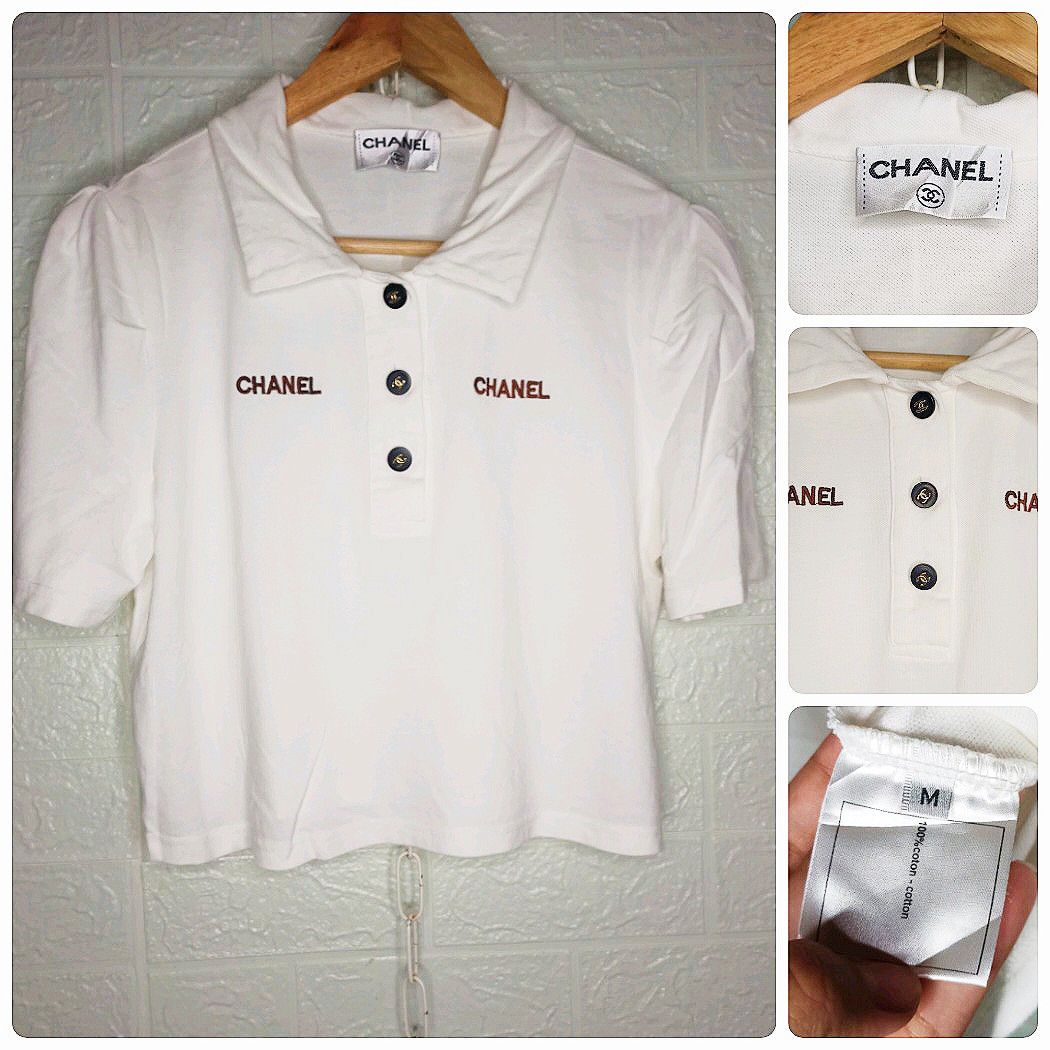 Chanel polo croptop, Women's Fashion, Tops, Others Tops on Carousell