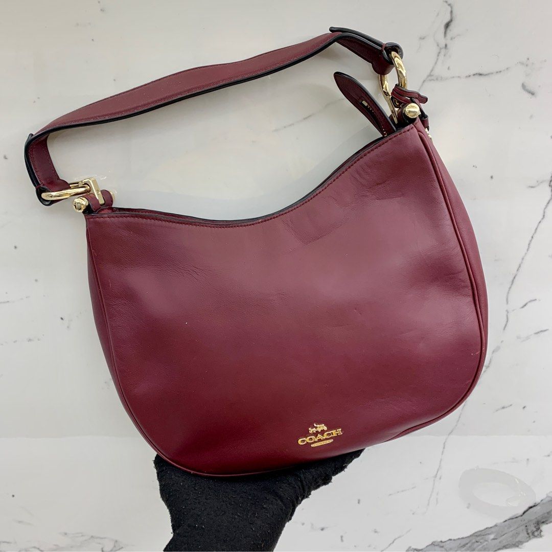 COACH 54446 MAROON LEATHER 2WAY BAG 227029311