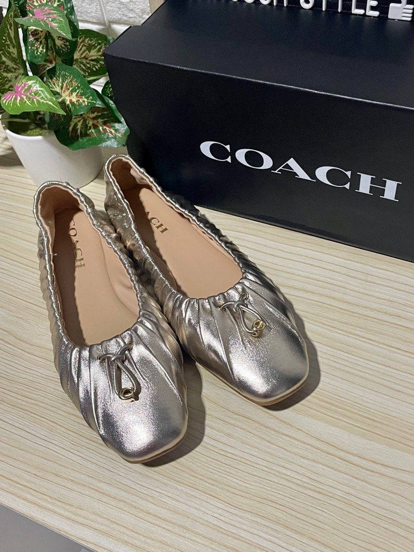 COACH Eleanor Flat Platinum Champagne Size 7, Luxury, Sneakers & Footwear  on Carousell