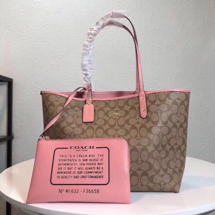 Coach pink top tote bag