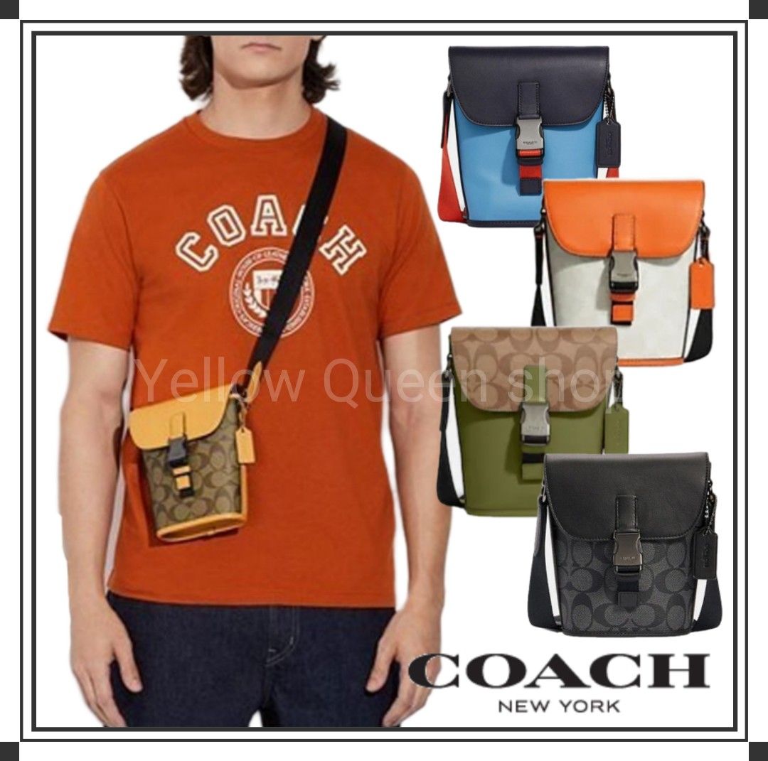 COACH Track Small Flap Crossbody In Signature Canvas, 名牌, 手袋及銀包 Carousell