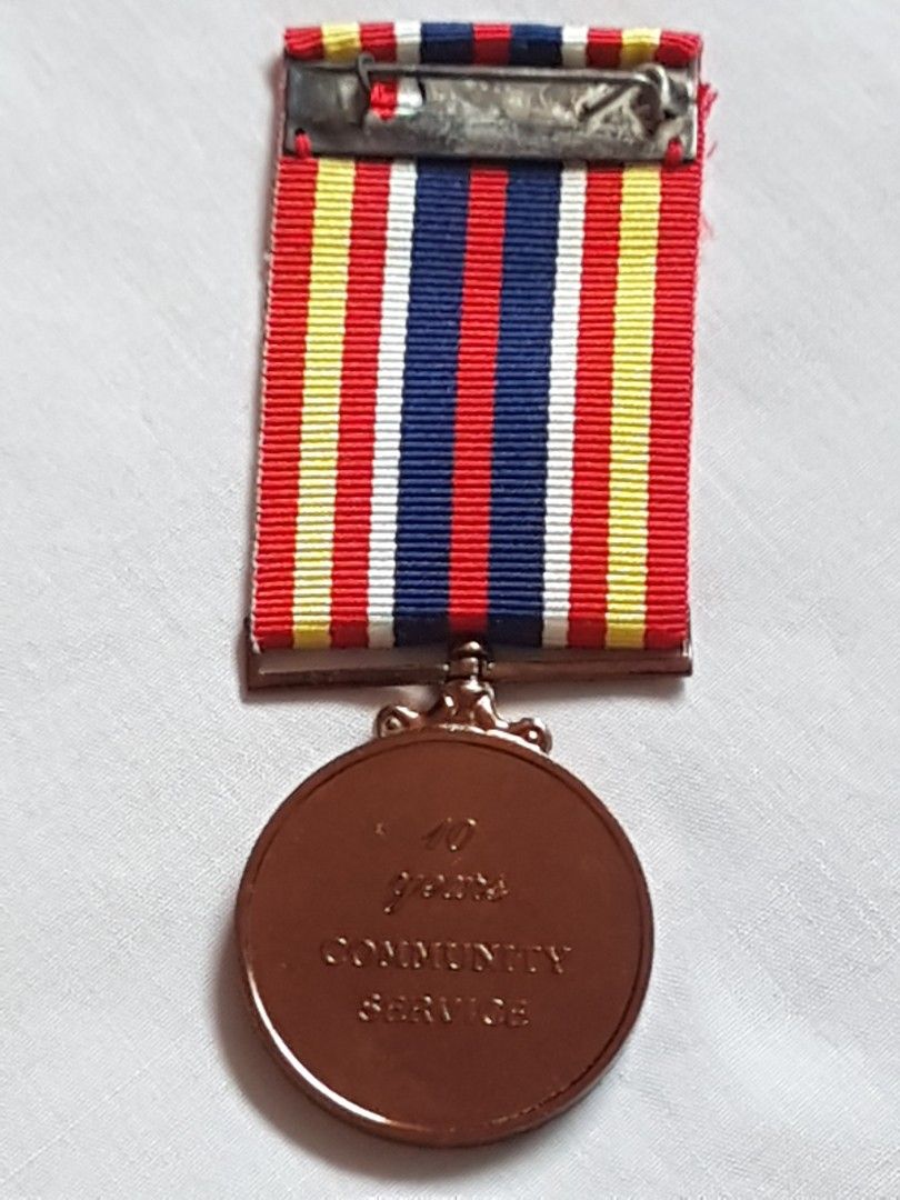 Community Service Award 10 Years Full Size Medal & Collar Pin, Hobbies ...