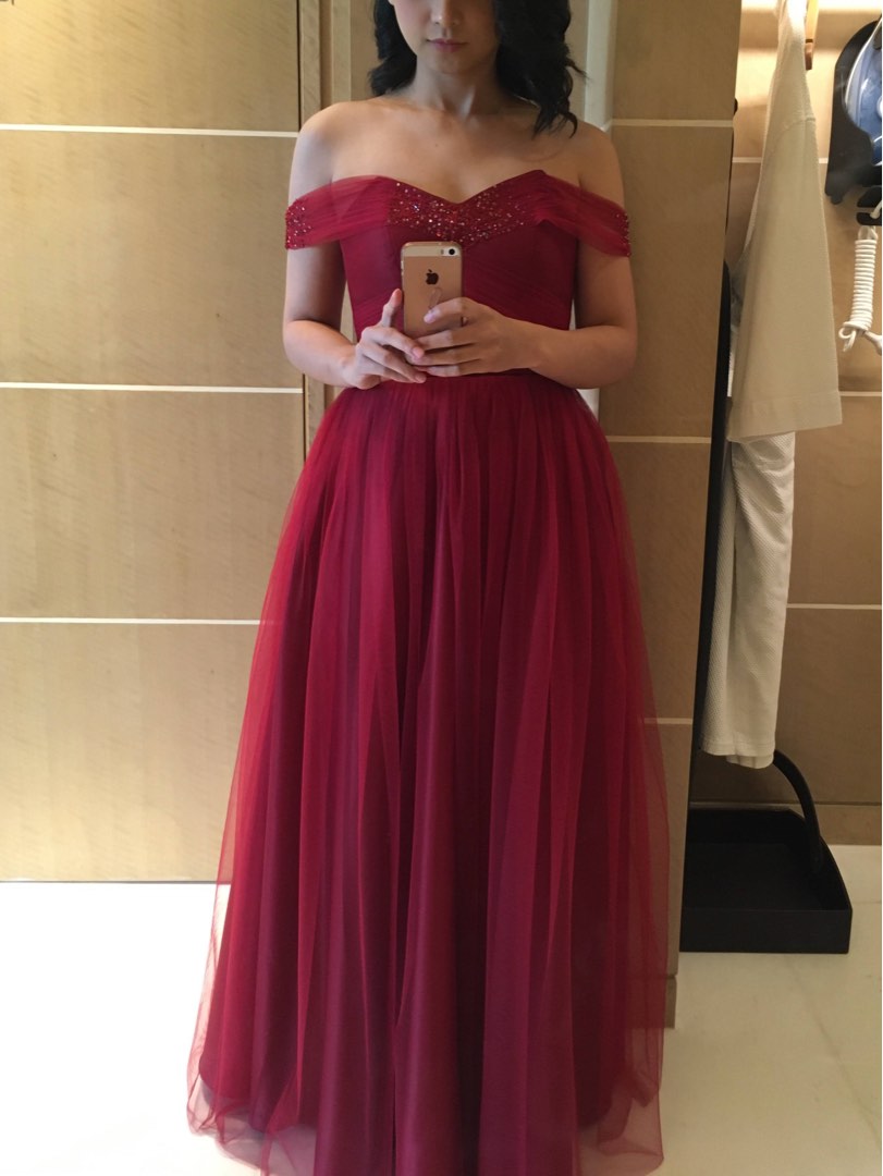 off shoulder long gown