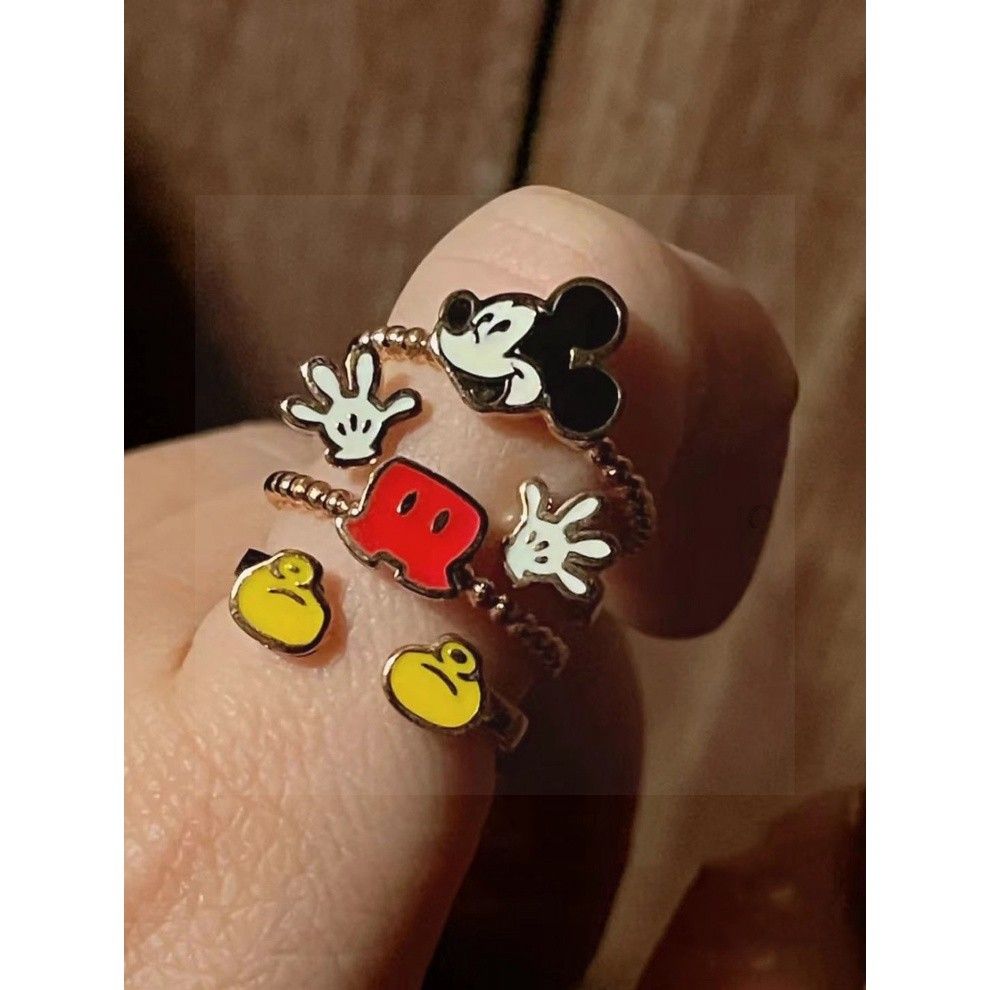 Disney Mickey ring cute cartoon Mickey mouse ring accessory jewelry fast fashion cartoon Disney hand cuffs stackable jewelry rings Minnie mouse dress