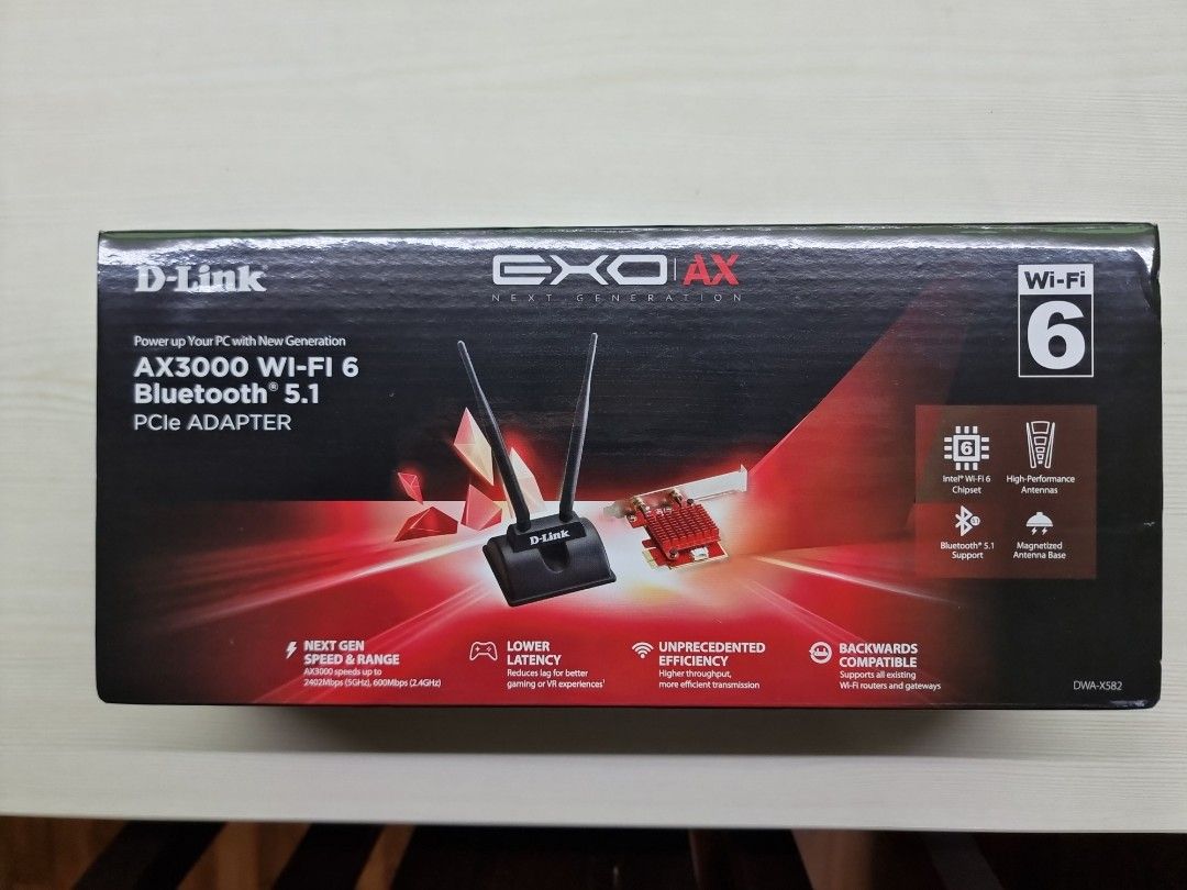 D-Link DWA-X582 Wifi 6 PCIe Adapter, Computers & Tech, Parts ...
