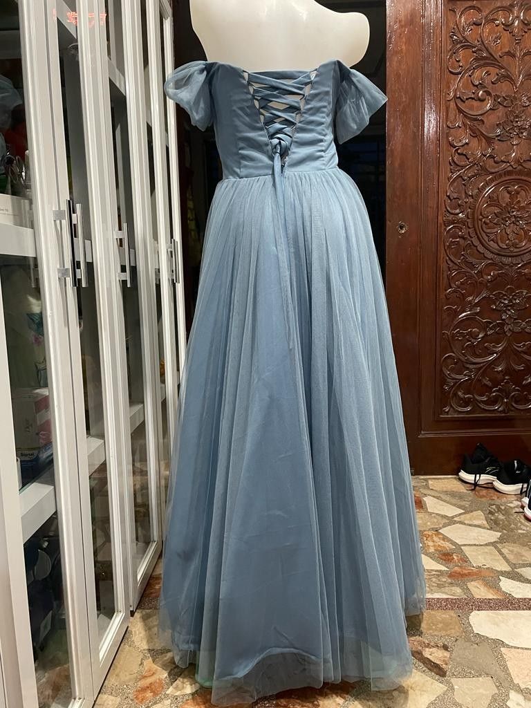 Dusty Blue Gown, Women's Fashion, Dresses & Sets, Dresses on Carousell