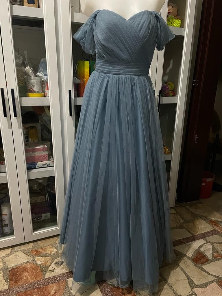 Dusty Blue Gown, Women's Fashion, Dresses & Sets, Dresses on Carousell