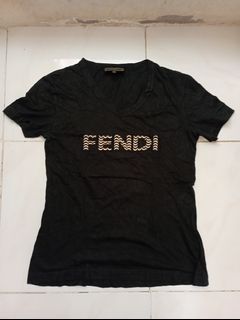 Fendi V neck Embroidered t shirt
