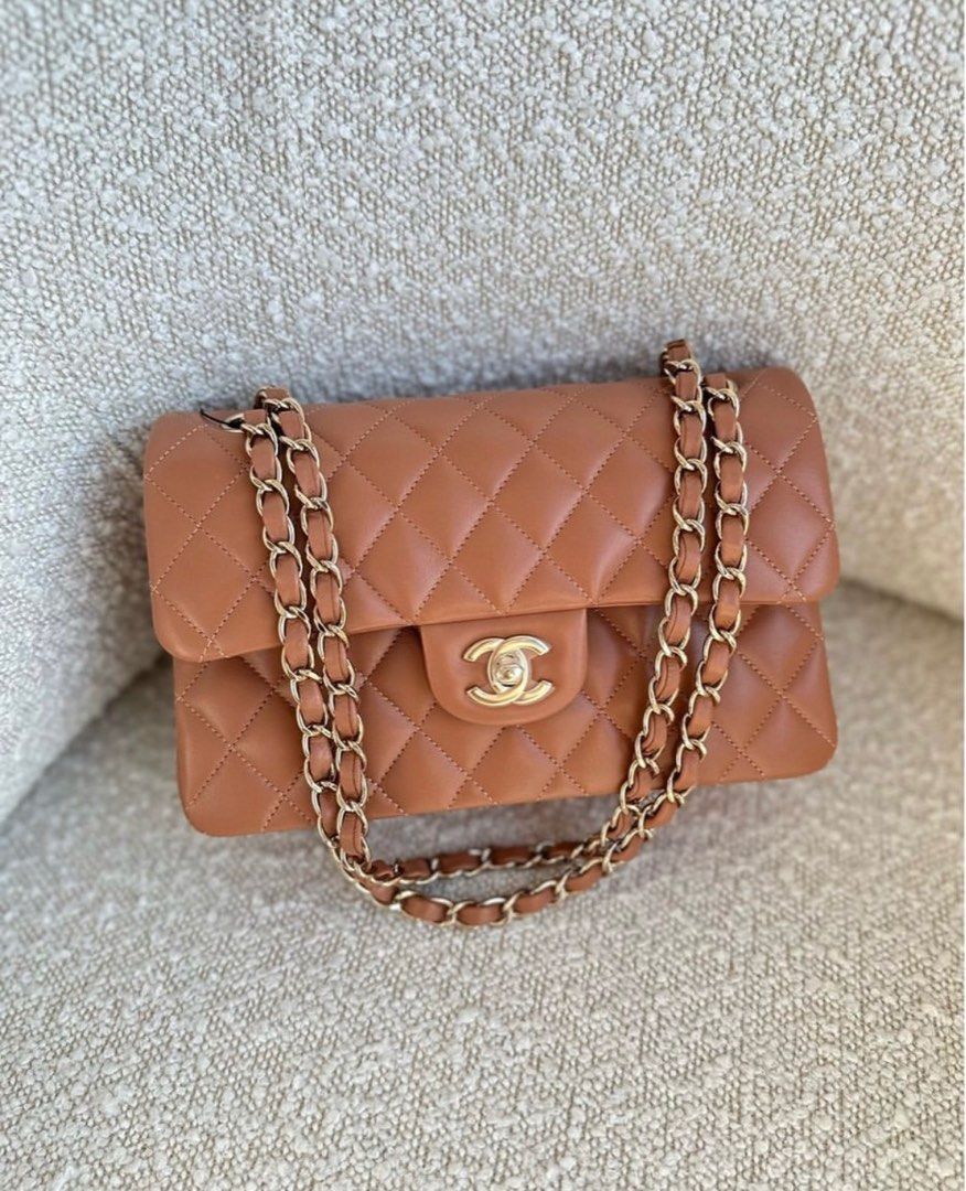🧸🦄[Full Set] 22S Chanel Small Classic Flap - Caramel (not 23C/23P/22B/22A/22K/23C),  Luxury, Bags & Wallets on Carousell