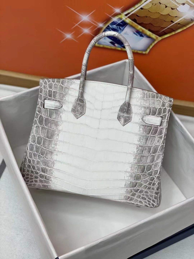 Hermes Blanc Himalayan Himalaya Crocodile Birkin 30 Handbag Bag