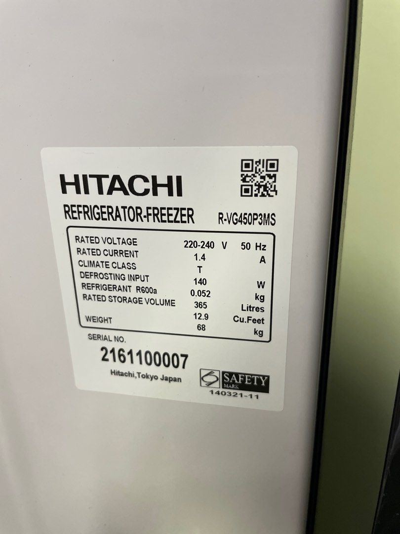 Hitachi made in Japan 365L, TV & Home Appliances, Kitchen