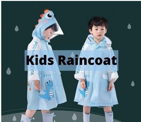 Hooded Kids Raincoat with Bag Compartment 3D Cartoon Raincoat for