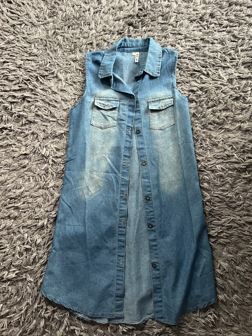 Denim Dress Korean Style Korean Style Women Preppy Denim Loose Dress Cute  Jumpsuit Casual