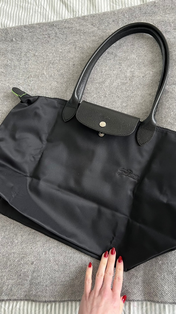 Le Pliage Green L Tote bag Black - Recycled canvas (L1899919001)