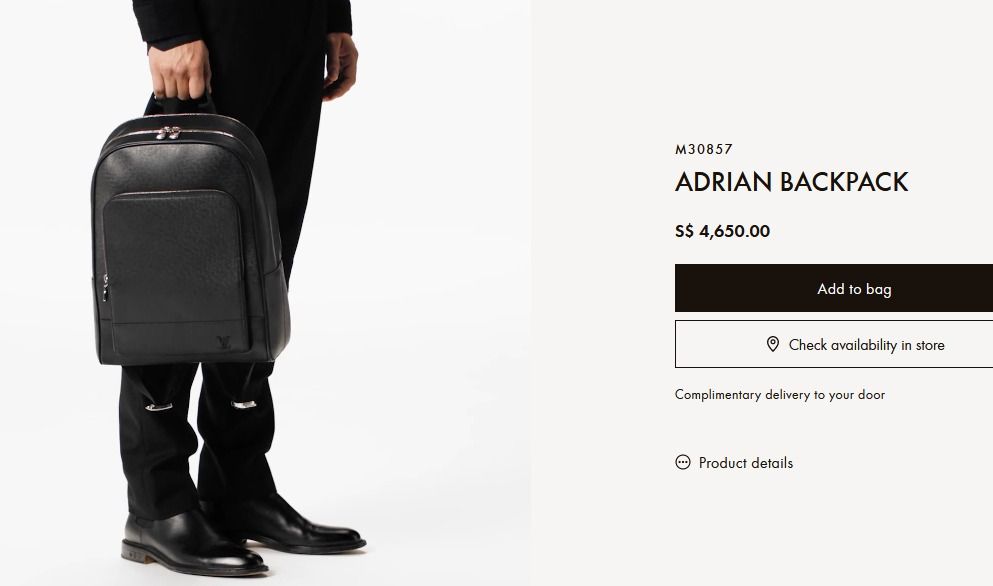 Louis Vuitton Adrian Backpack Black Taiga