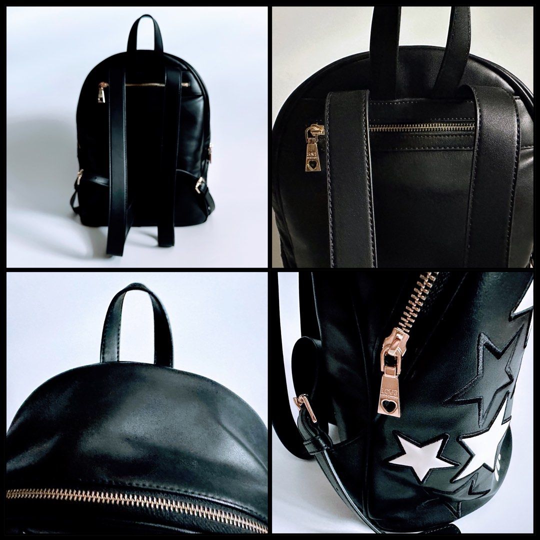 LOVE MOSCHINO Backpack Stars Bag Faux Leather Quilted Travel Work
