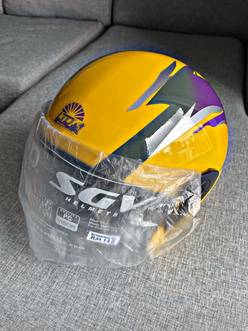 LTD Sports 5 Bintang Helmet (Yellow Stripe Purple), Motorcycles