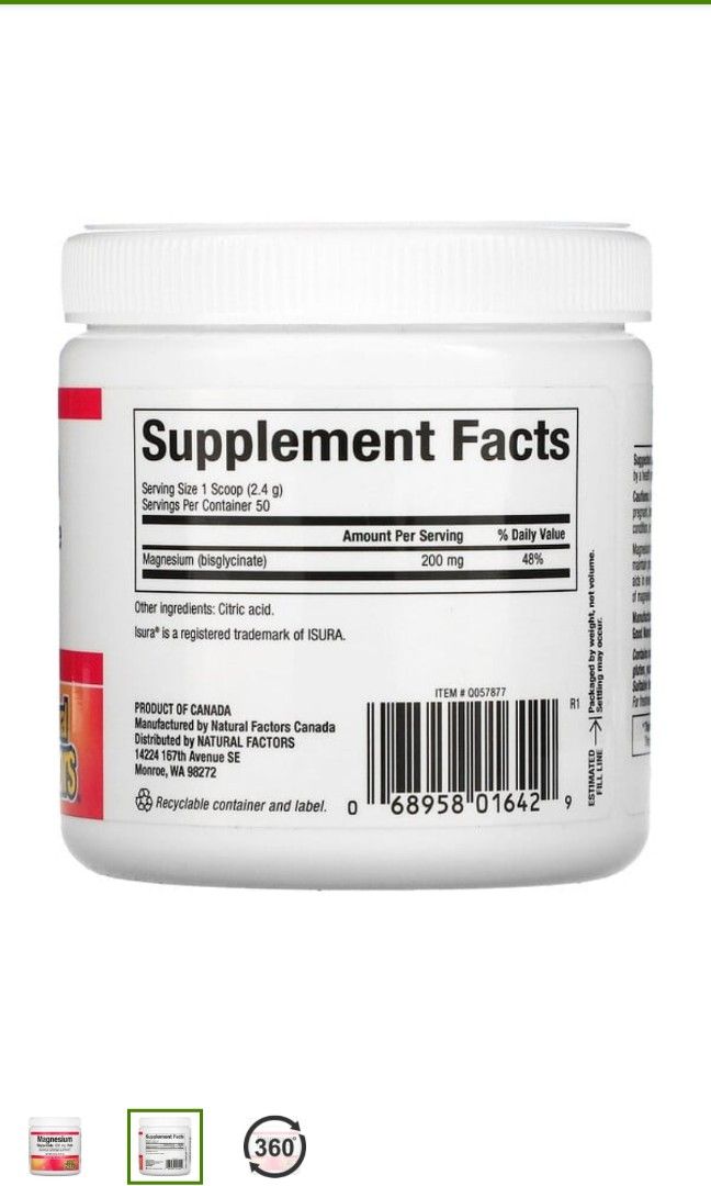Magnesium Bisglycinate (Natural Factors), Health & Nutrition, Health