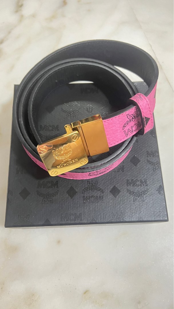 Pink mcm belt shop