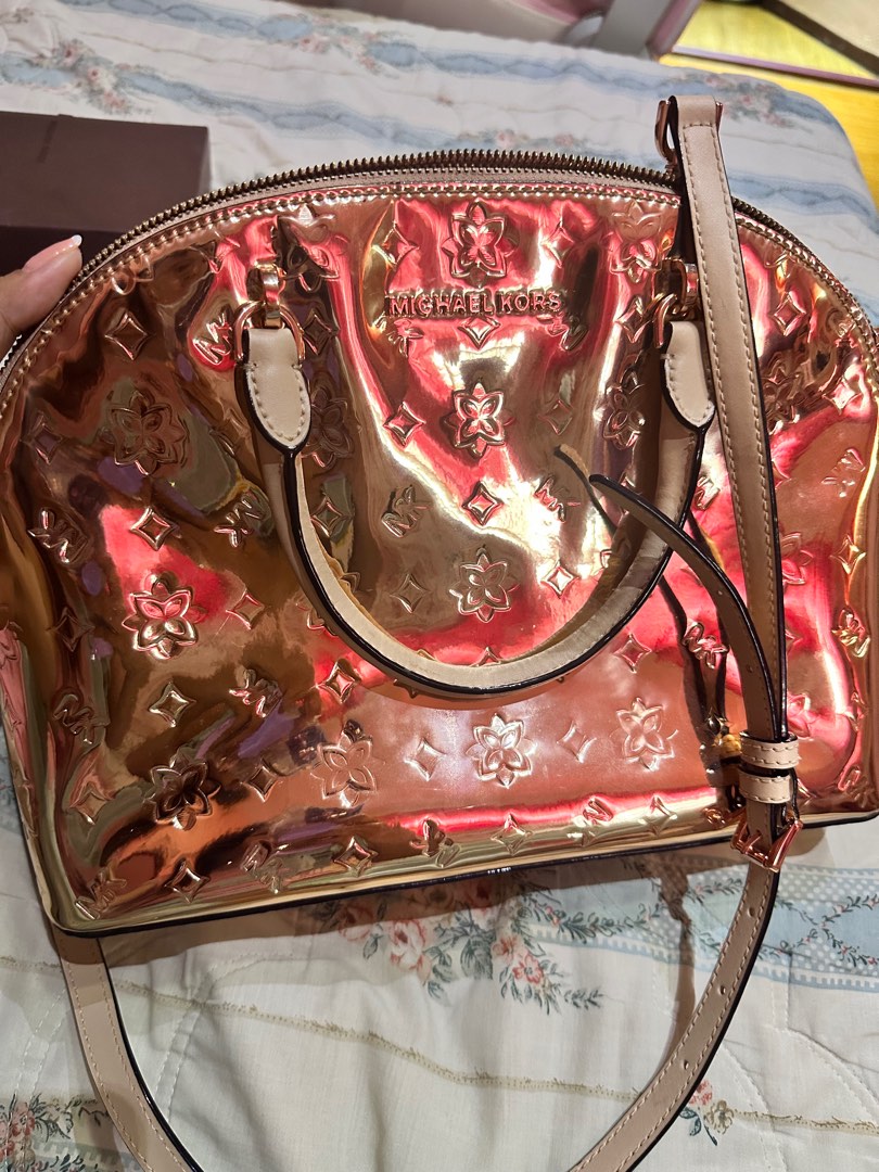 Michael kors rose gold metallic purse sales
