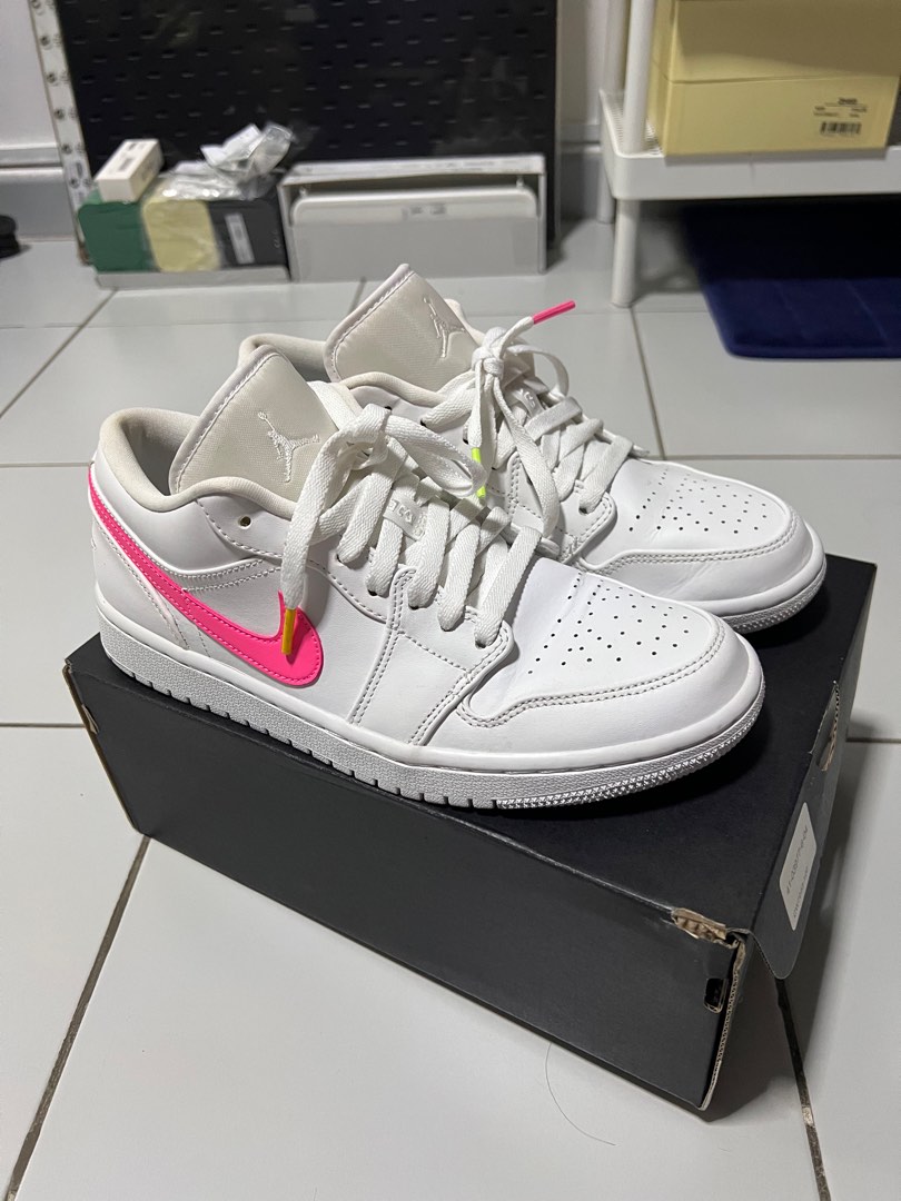 Nike air jordan 1 low top white light aqua multicolor swoosh