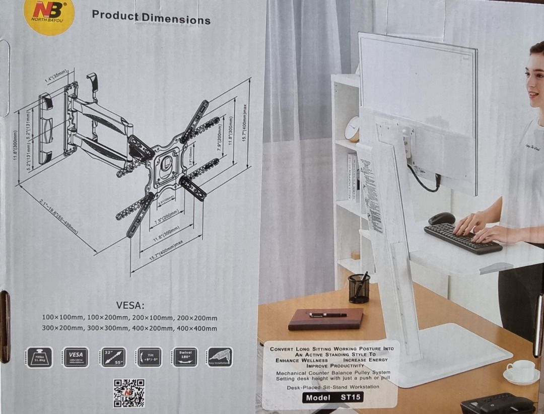 North Bayou Full Motion Cantilever Mount P4, TV & Home Appliances, TV