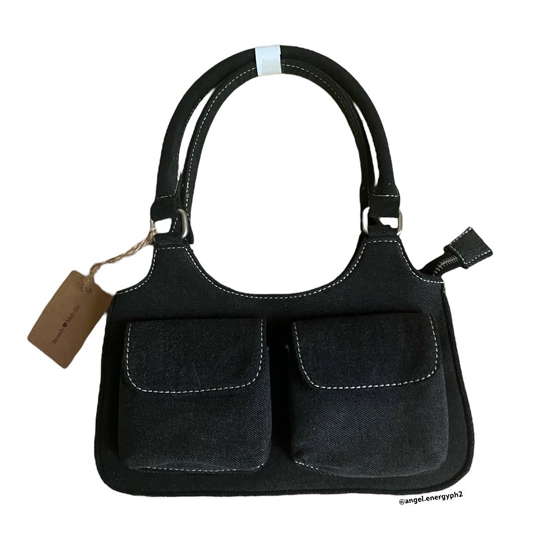 ‼️ONHAND‼️ Brandy Melville Black Denim Pocket Purse, Women's Fashion