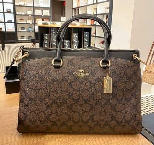 COACH Mia Signature Outline Handbag, Women's Fashion, Bags & Wallets,  Clutches on Carousell