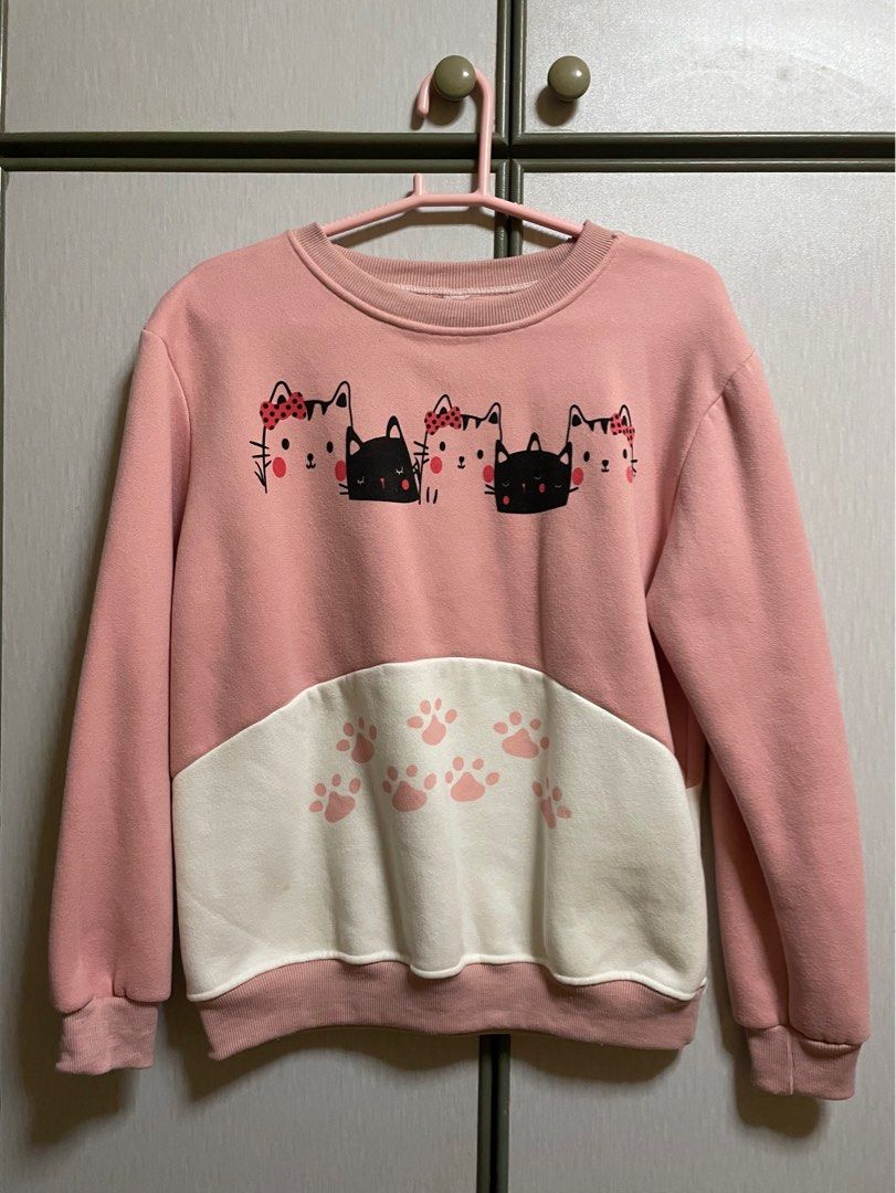 pink white sweater