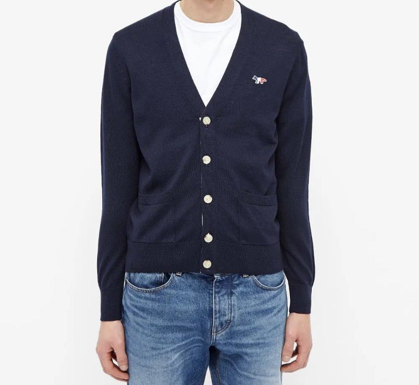 maison kitsune cardigan navy