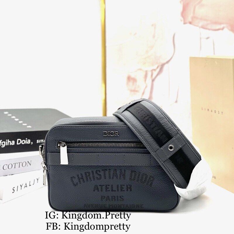 Preorder Christian Dior Safari Zip Leather Messenger Bag, Luxury, Bags