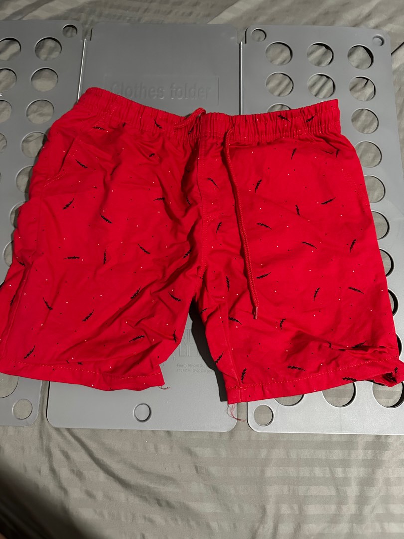 mens red jogging shorts