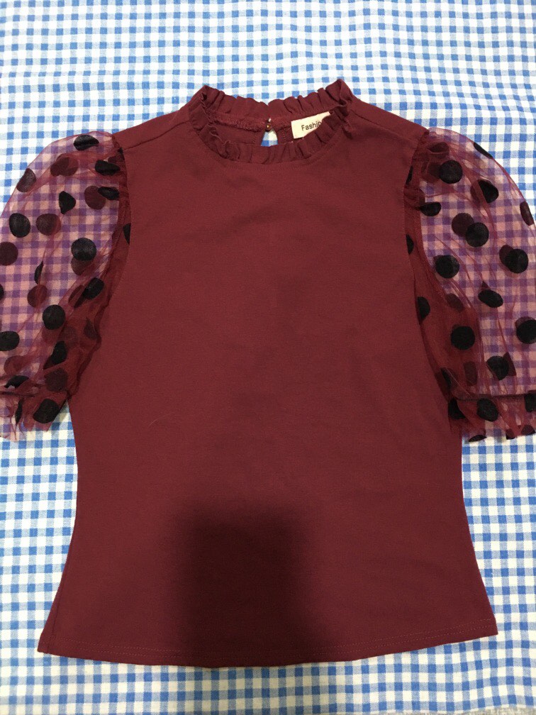 Red wine color top, Women's Fashion, Tops, Other Tops on Carousell