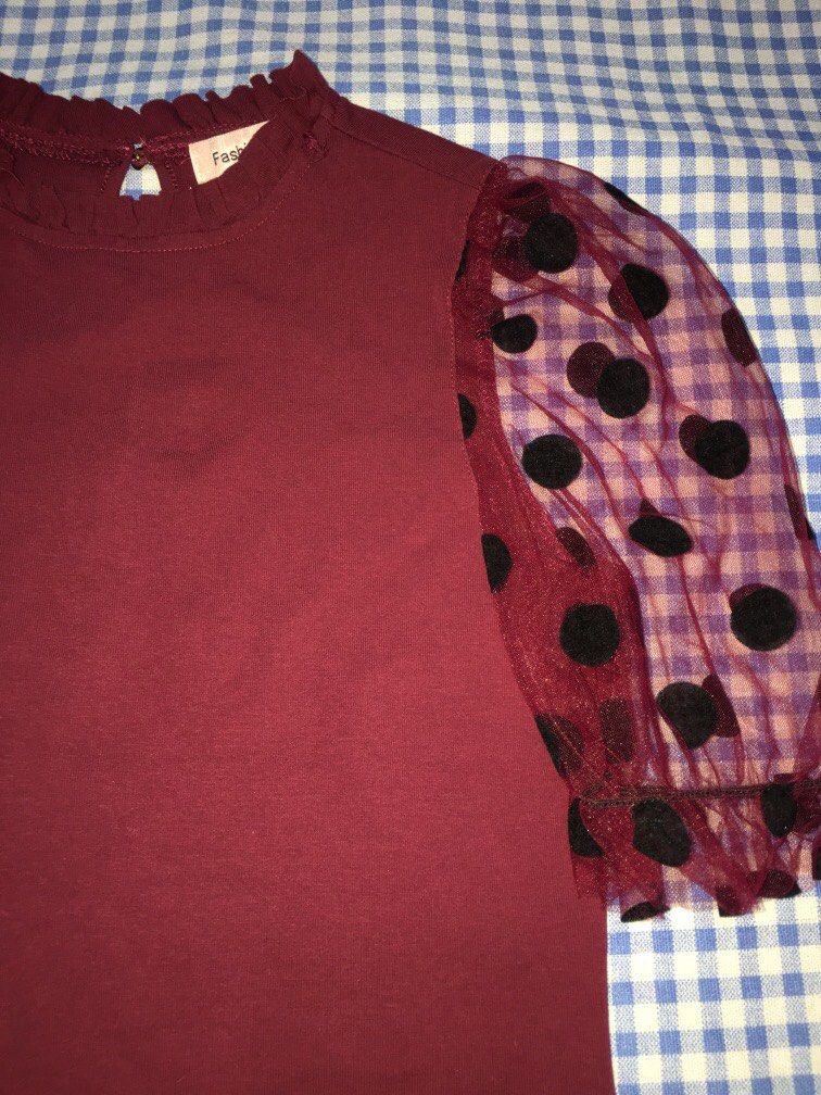 Red wine color top, Women's Fashion, Tops, Other Tops on Carousell
