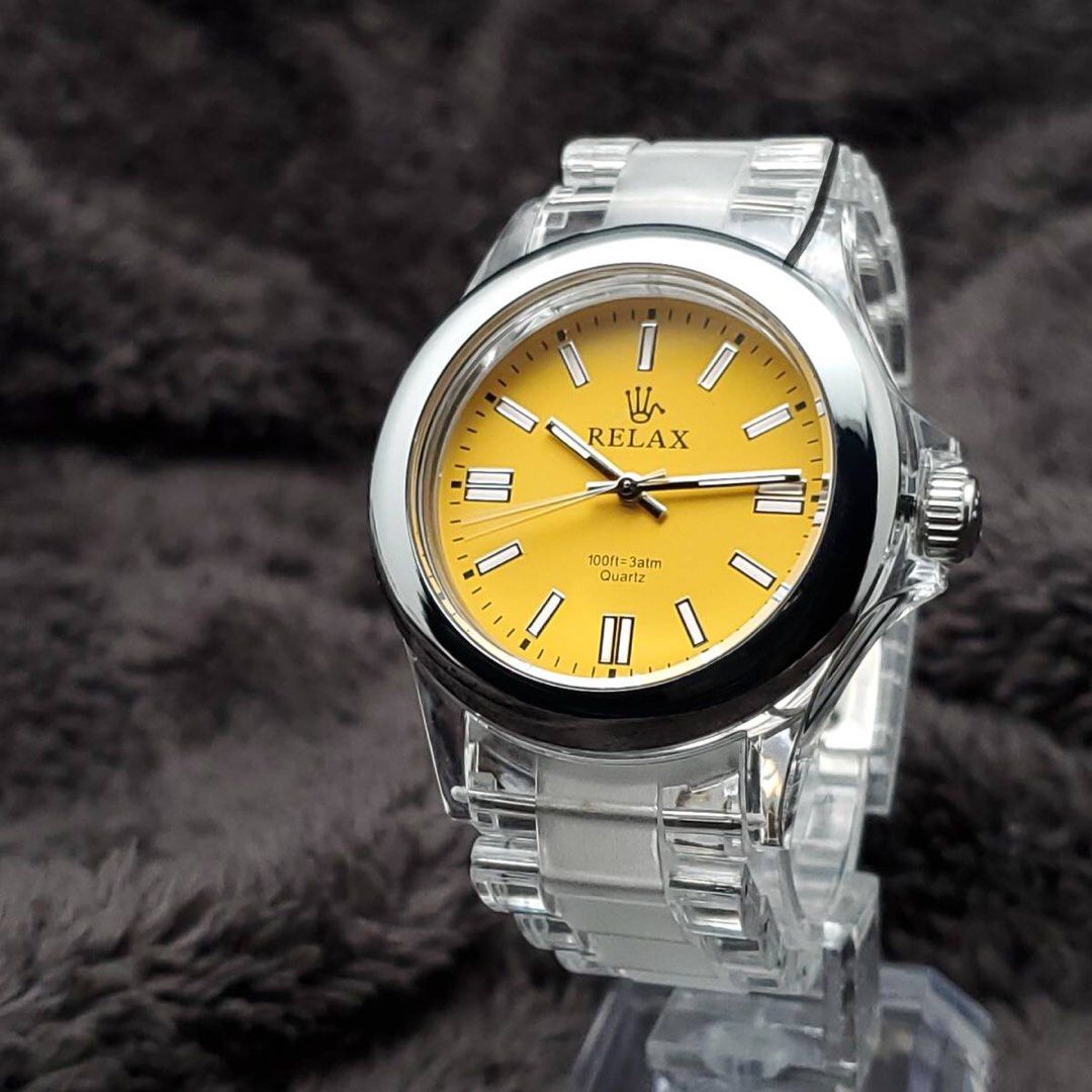 RELAX 手錶中古全新未使用品拆王冠世田谷Oyster Perpetual 芥辣黃入手