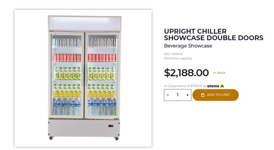 Retail Showcase Standing Double Door Chiller (FREE single door fridge