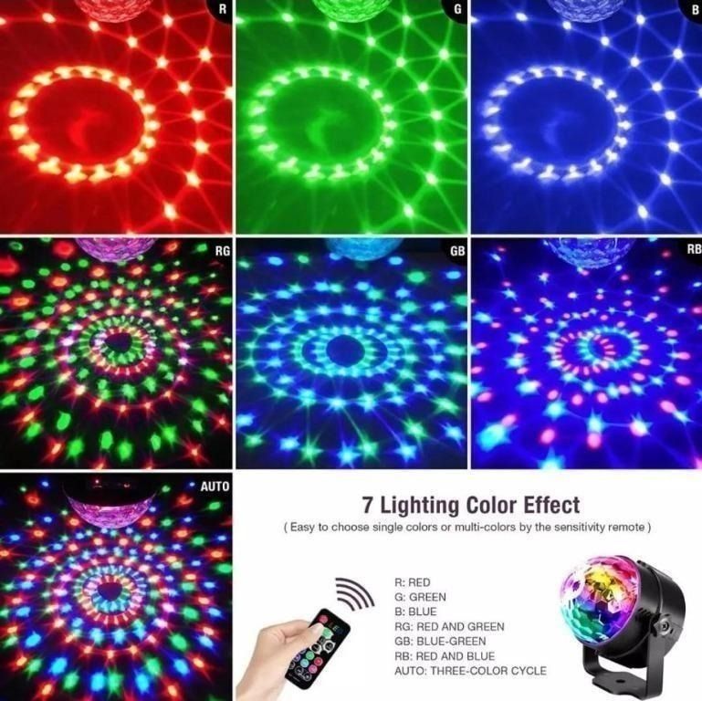 SALES OMERIL LD090 Disco Light Sound Activated Disco Ball Lights with 4M USB Power Cable Remote Control for Family Gathering Christmas Party Home More USB Powered Furniture Home Living Lighting