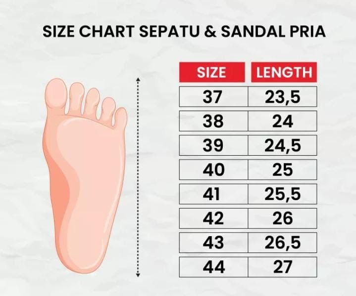 Size chart sandal eiger on sale