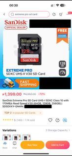SanDisk Extreme Pro SDXC UHS-I Card 128GB