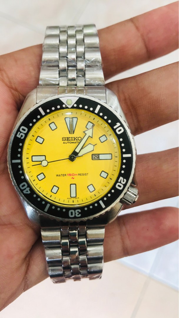 SEIKO SCUBA DIVERS 4205-0150 YELLOW MOD, Men's Fashion, Watches &  Accessories, Watches on Carousell